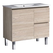Vitrus 750mm Oak Freestanding Single Vanity with Ceramic Countertop